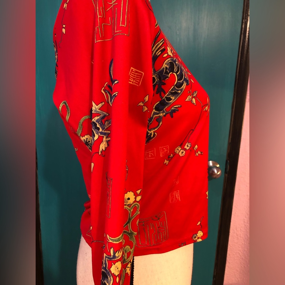 Red Long Sleeve Dragon Top Size S/M - Picture 7 of 15